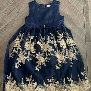 Biscotti Navy and Gold Formal Kids Dress